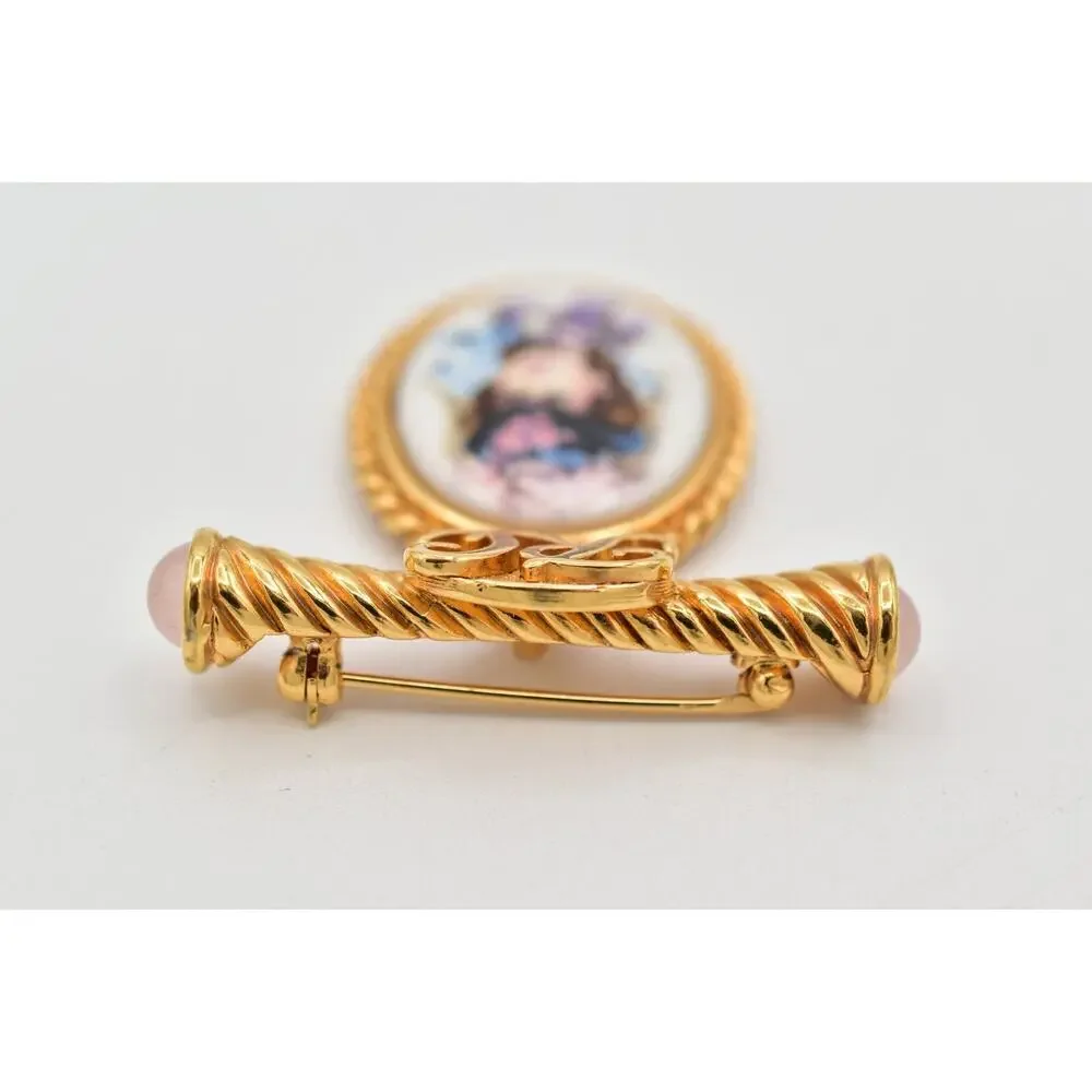 Avon Vintage Cameo President's Club Pin Brooch Pink Cabochon 1996-97 Signed 9B